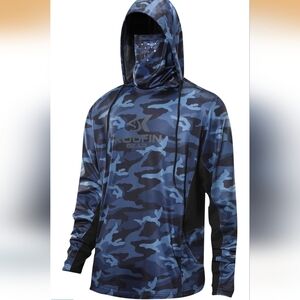 Performance Hooded Fishing Shirt Long Sleeve Hoodie Sun Protection 2XL